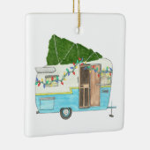  kerstversiering met kampeerwagen keramisch ornament (Rechts)