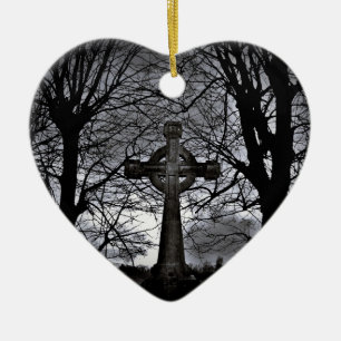 Kerstversiering met Keltische kruis en met bomen Keramisch Ornament