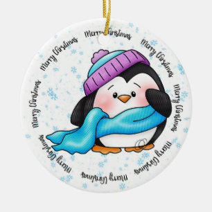 Kerstversiering met kleine winterpepa Penguin Keramisch Ornament