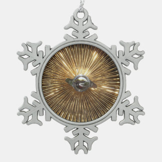 kerstversiering met langwerpige wiel tin sneeuwvlok ornament