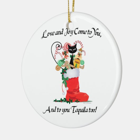 Kerstversiering met liefde en Joy & Tequila Keramisch Ornament (Links)