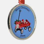 Kerstversiering met naam en datum Wagon Metalen Ornament (Rechts)