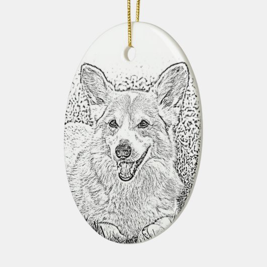 Kerstversiering met Oval Corgi Keramisch Ornament (Links)