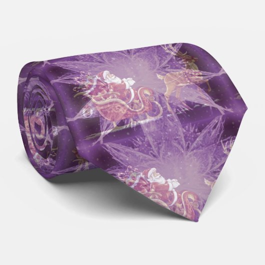 Kerstversiering met paarse kerstman stropdas (Opgerold)