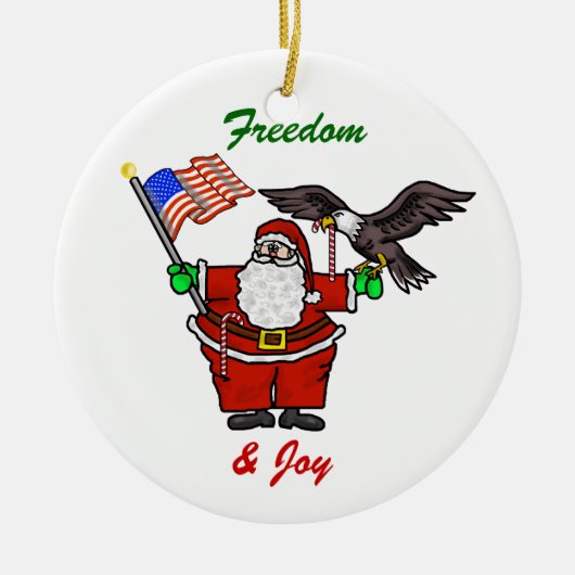 kerstversiering met patriottische kerstman keramisch ornament (Voorkant)