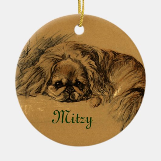  kerstversiering met Pekingese Keramisch Ornament (Voorkant)