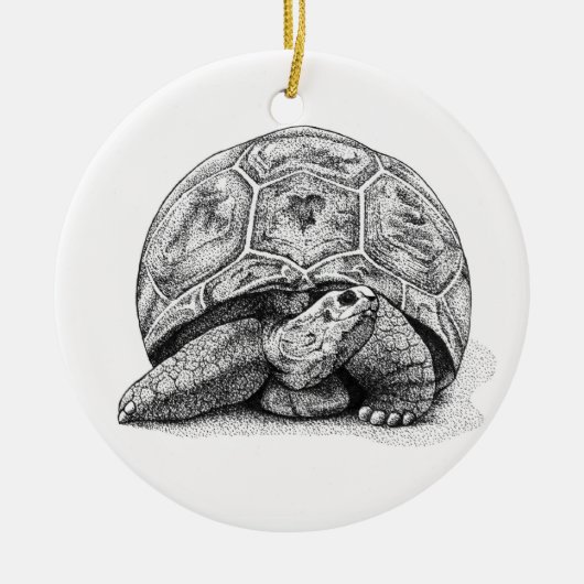 Kerstversiering met pen en inktschildpad keramisch ornament (Voorkant)