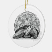 Kerstversiering met pen en inktschildpad keramisch ornament (Links)
