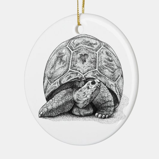 Kerstversiering met pen en inktschildpad keramisch ornament (Links)