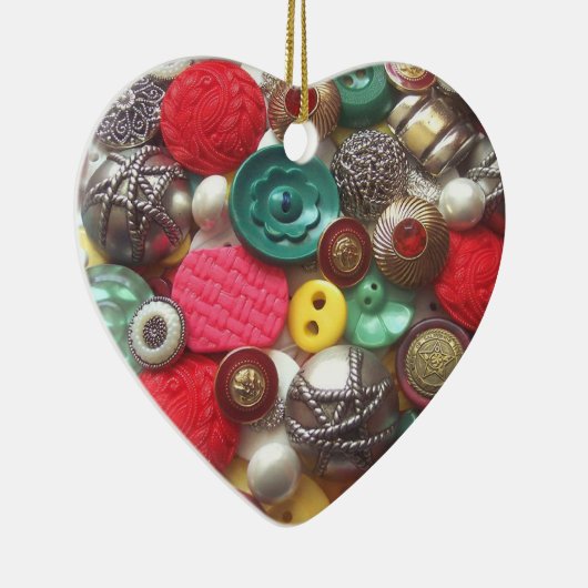 Kerstversiering met rode en groene Buttonnen Keramisch Ornament (Rechts)