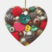 Kerstversiering met rode en groene Buttonnen Keramisch Ornament (Achterkant)