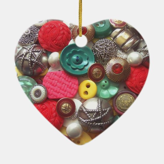 Kerstversiering met rode en groene Buttonnen Keramisch Ornament (Achterkant)