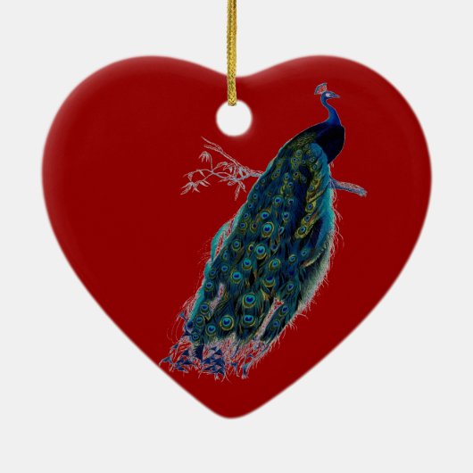  kerstversiering met rood hart keramisch ornament (Achterkant)