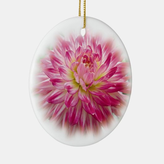 kerstversiering met roze Dahlia Keramisch Ornament (Rechts)