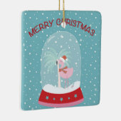 kerstversiering met roze flamingo keramisch ornament (Rechts)