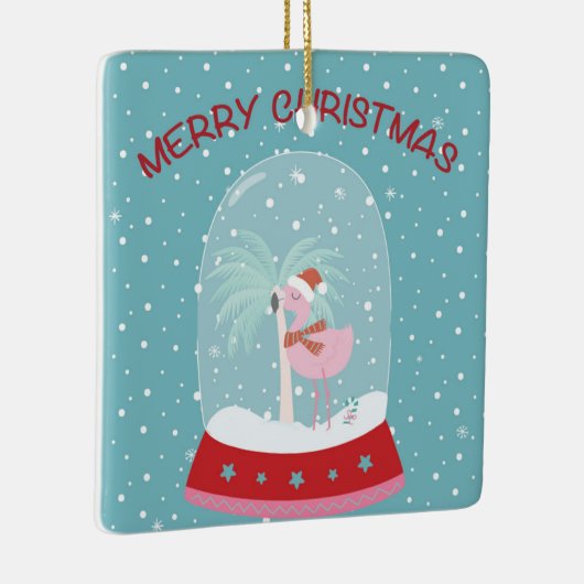 kerstversiering met roze flamingo keramisch ornament (Rechts)