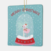 kerstversiering met roze flamingo keramisch ornament (Links)
