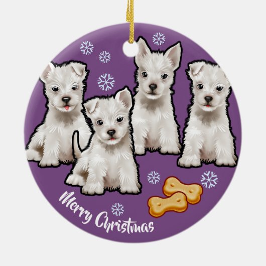 kerstversiering met schattig puppies design keramisch ornament (Achterkant)