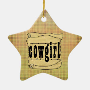  kerstversiering met scroller Cowgirl Keramisch Ornament