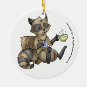 kerstversiering met Snack-en Raccoon Keramisch Ornament