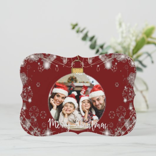 Kerstversiering met sneeuwcirkels Fancy Feestdagenkaart (Staand voorkant)