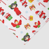 Kerstversiering met sneeuwpoppen, elven, engelen tissuepapier (Detail)