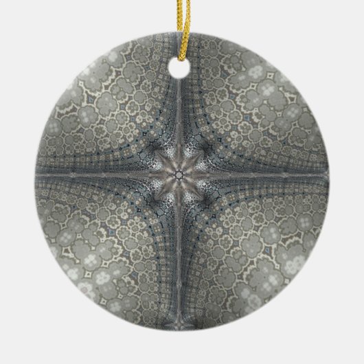 Kerstversiering met ster en nativiteit keramisch ornament (Voorkant)
