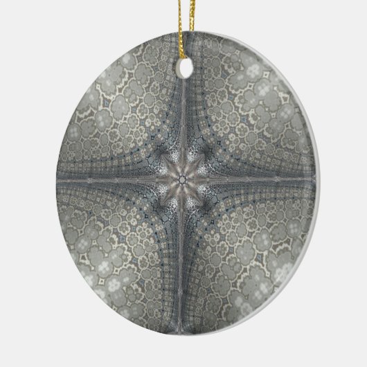 Kerstversiering met ster en nativiteit keramisch ornament (Links)