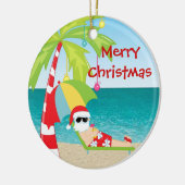 kerstversiering met tropische bekerpalm keramisch ornament (Links)