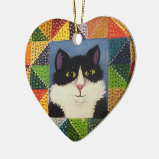Kerstversiering met Tuxedo Cat Keramisch Ornament (Links)