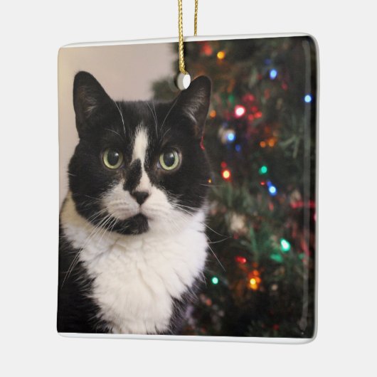 Kerstversiering met Tuxedo Cat Keramisch Ornament (Links)