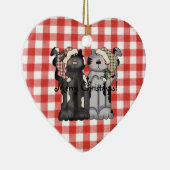 Kerstversiering met twee katten keramisch ornament (Rechts)