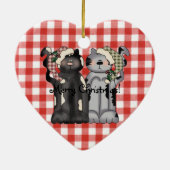 Kerstversiering met twee katten keramisch ornament (Achterkant)