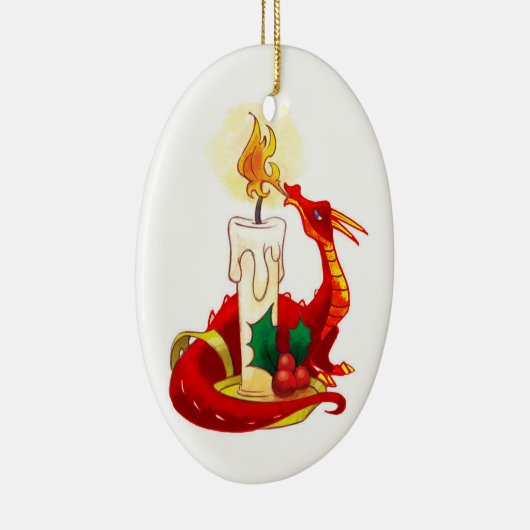 kerstversiering met vuurdraak keramisch ornament (Rechts)