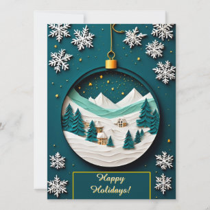 Kerstversiering met winters landschap kaart