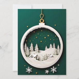 Kerstversiering met winters landschap kaart