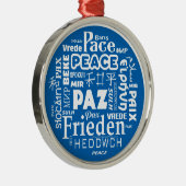 kerstversiering Multilingual peace blue Metalen Ornament (Rechts)