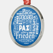 kerstversiering Multilingual peace blue Metalen Ornament (Links)