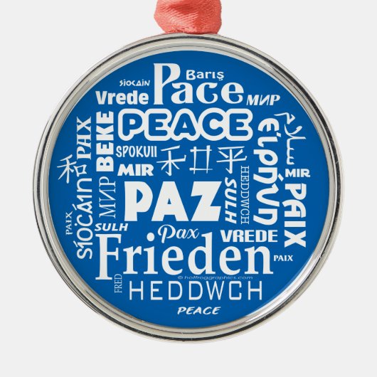 kerstversiering Multilingual peace blue Metalen Ornament (Voorkant)