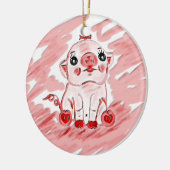 kerstversiering of cadeauversiering met roze varke keramisch ornament (Links)