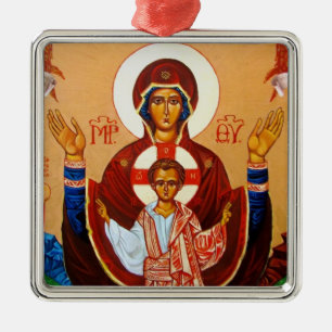 Kerstversiering op het pictogram Virgin Orans Metalen Ornament