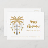 Kerstversiering op Palm Tree New Home Aankondigingskaart (Voorkant / Achterkant)