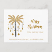 Kerstversiering op Palm Tree New Home Aankondigingskaart (Voorkant)