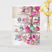 Kerstversiering op Tinsel Boom Kaart (Gele Bloem)