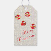 Kerstversiering op witte pailletten cadeaulabel (Achterkant)