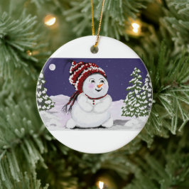 Kerstversiering Origineel Digitaal Sneeuwman Ontwe Keramisch Ornament