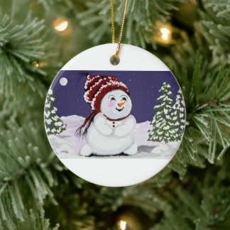 Kerstversiering Origineel Digitaal Sneeuwman Ontwe Keramisch Ornament