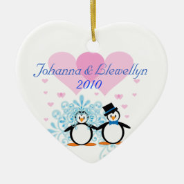  kerstversiering pinguïn Couple Keramisch Ornament