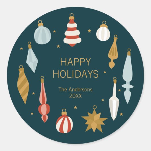 kerstversiering Prettige feestdagen Ronde Sticker (Voorkant)