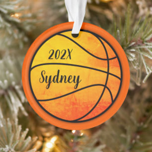 kerstversiering rond de Basketball Photo Template  Ornament
